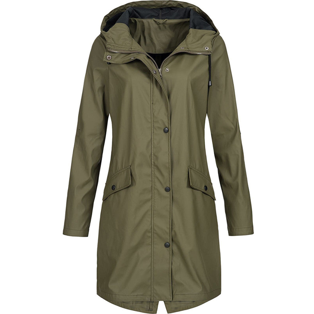 Waterdichte regenjas met capuchon voor dames 0