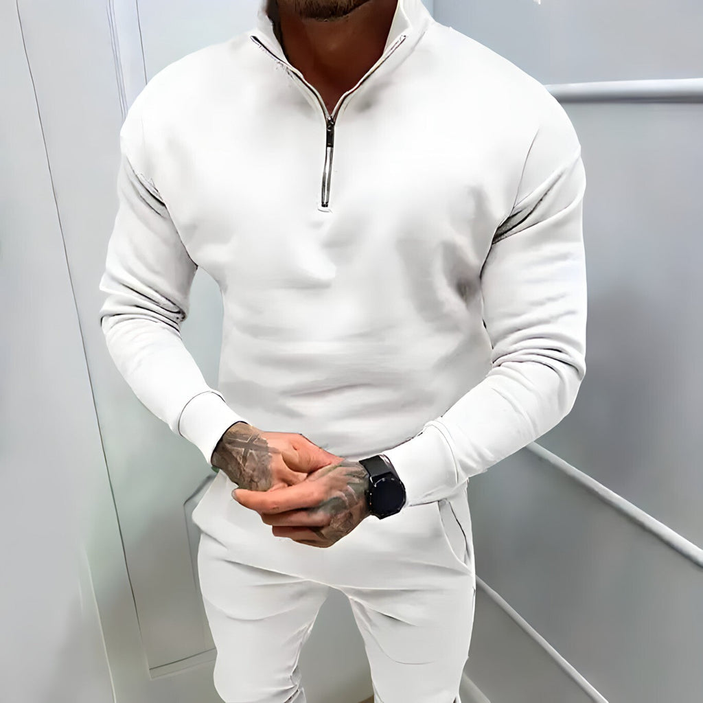 Variant image for Heren Sweater Grijs M Katoen Halve Rits-13