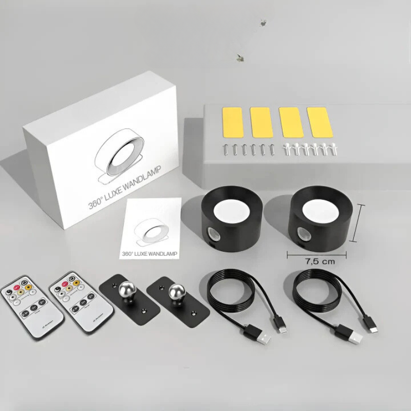 InfiniteGlow I Draadloze Dimbare LED Wandlamp met 360° Draaifunctie
