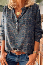 Witte Blouse Dames Allover Print Cutout Halslijn Acryl 0