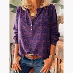 Witte Blouse Dames Allover Print Cutout Halslijn Acryl 2