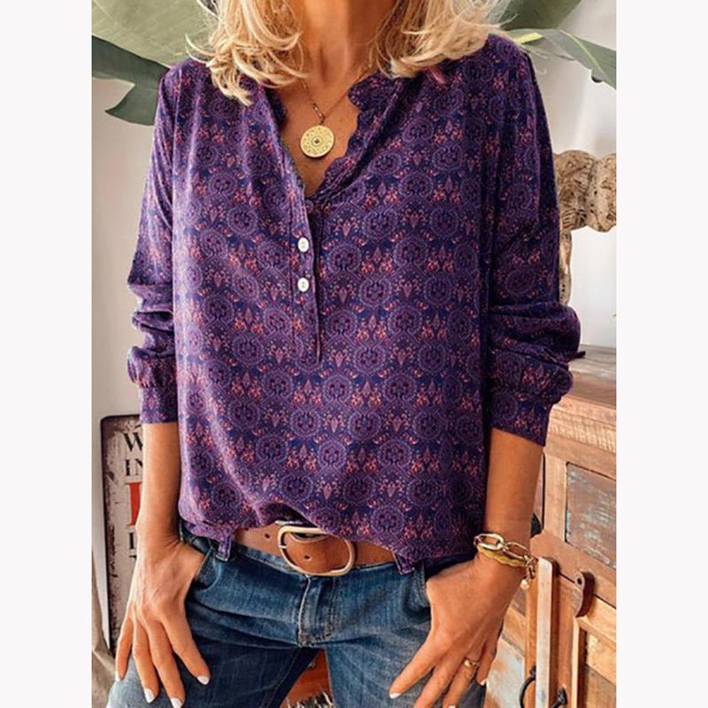 Witte Blouse Dames Allover Print Cutout Halslijn Acryl 2