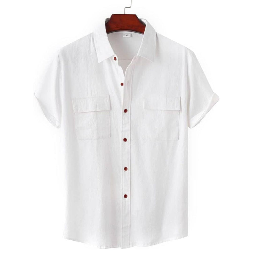 Witte Blouse Dames Katoen Casual met Korte Mouwen 1