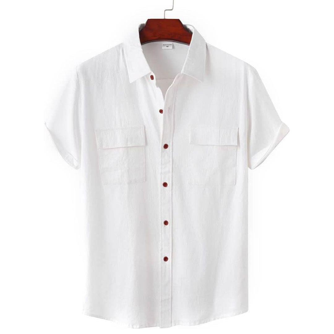 Witte Blouse Dames Katoen Casual met Korte Mouwen 1