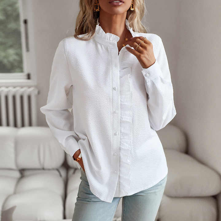 Witte Dames Blouse Polyester met Lange Mouwen 2