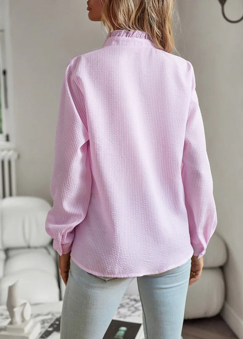 Witte Dames Blouse Polyester met Lange Mouwen 7