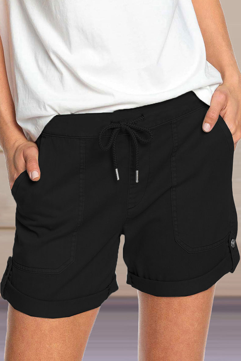 Witte Korte Broek Dames Polyester Met Verstelbare Tailleband 1