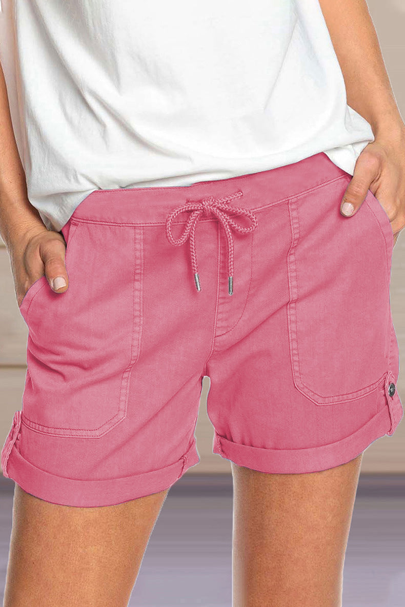 Witte Korte Broek Dames Polyester Met Verstelbare Tailleband 2