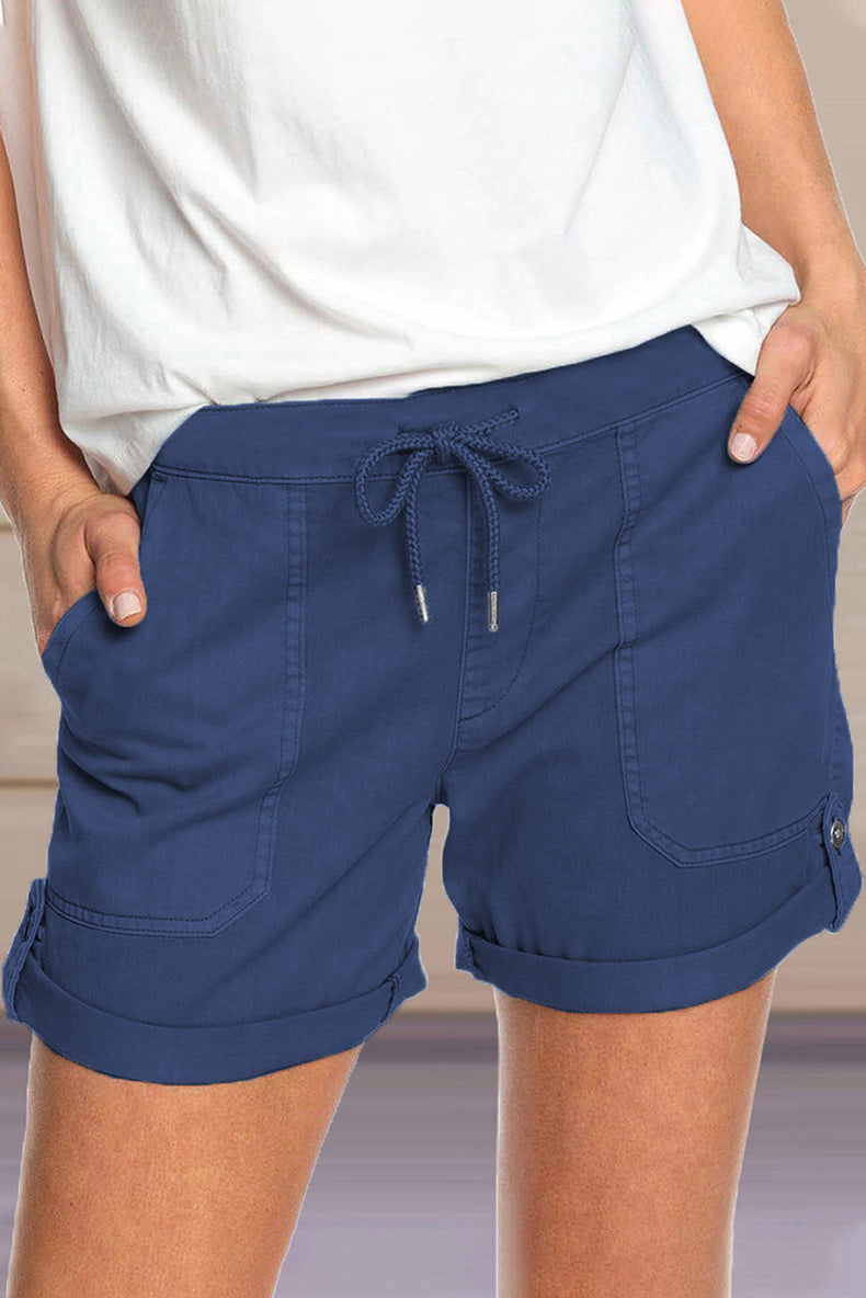 Witte Korte Broek Dames Polyester Met Verstelbare Tailleband 3