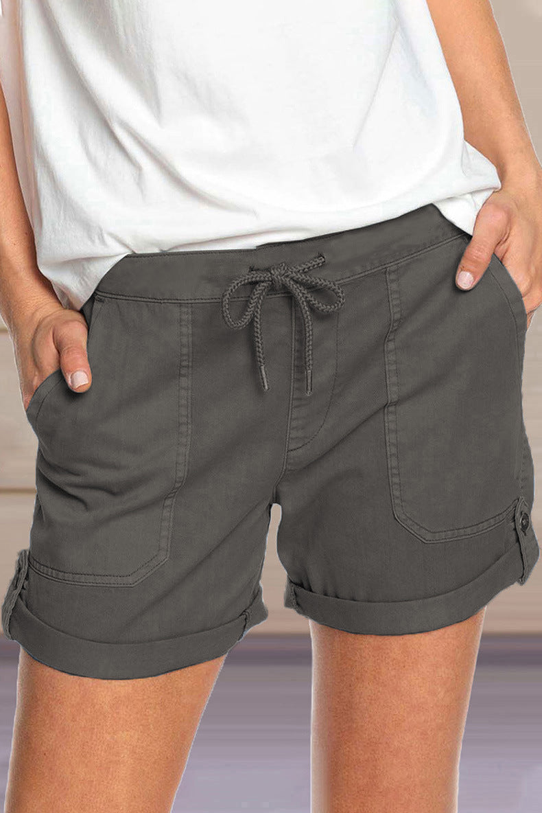 Witte Korte Broek Dames Polyester Met Verstelbare Tailleband 4