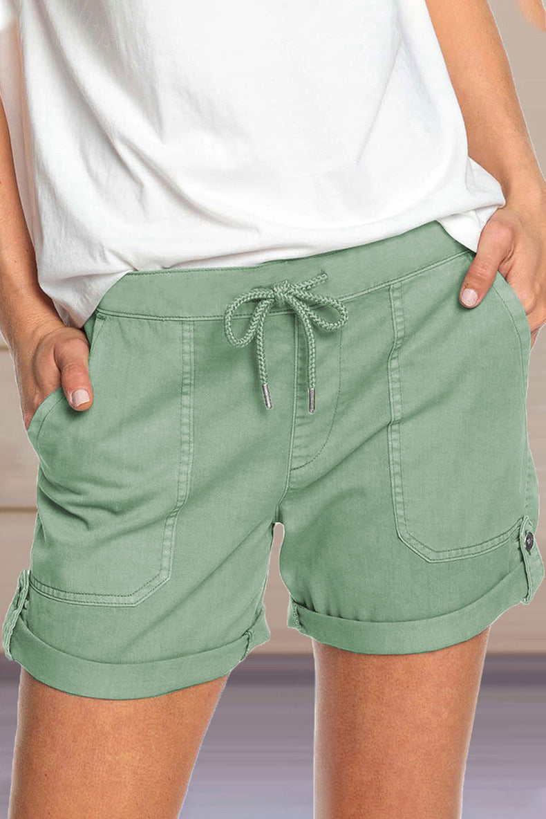 Witte Korte Broek Dames Polyester Met Verstelbare Tailleband 5