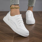 Witte Orthopedische Sneakers Dames van PU Leer met Metallic Accenten 2