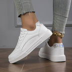 Witte Orthopedische Sneakers Dames van PU Leer met Metallic Accenten 6