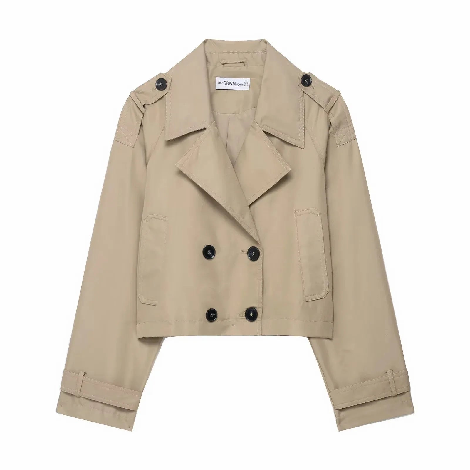 Trenchcoat Dames Dubbelzijdig Met Zakken Korte Kantoorjas