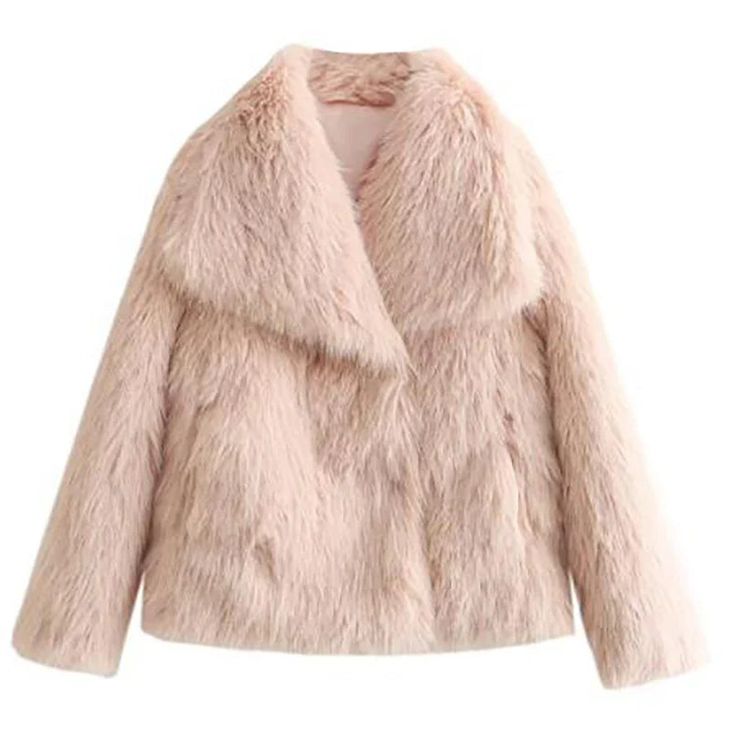 Dames Faux Fur Korte Jas – Stijlvolle Winterjas voor Casual en Semi-Formele Herfstkleding