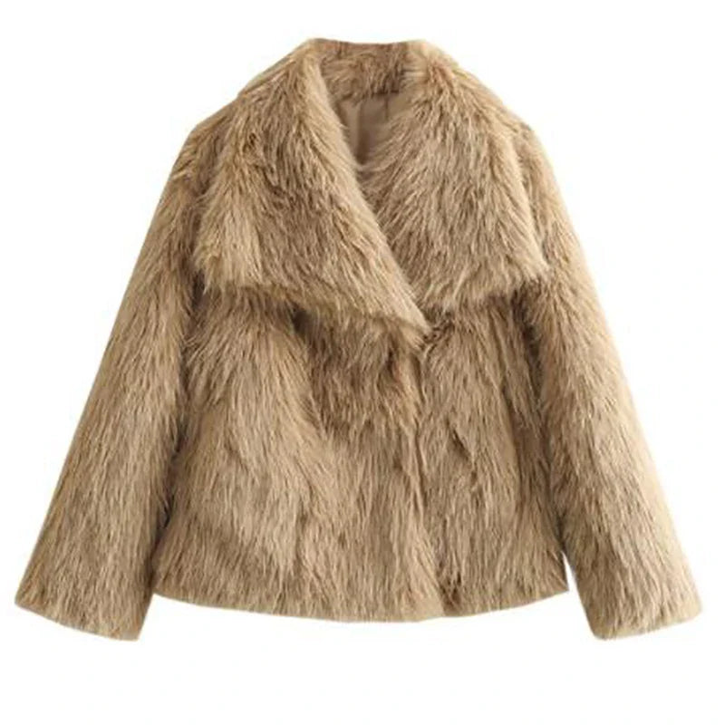 Dames Faux Fur Korte Jas – Stijlvolle Winterjas voor Casual en Semi-Formele Herfstkleding