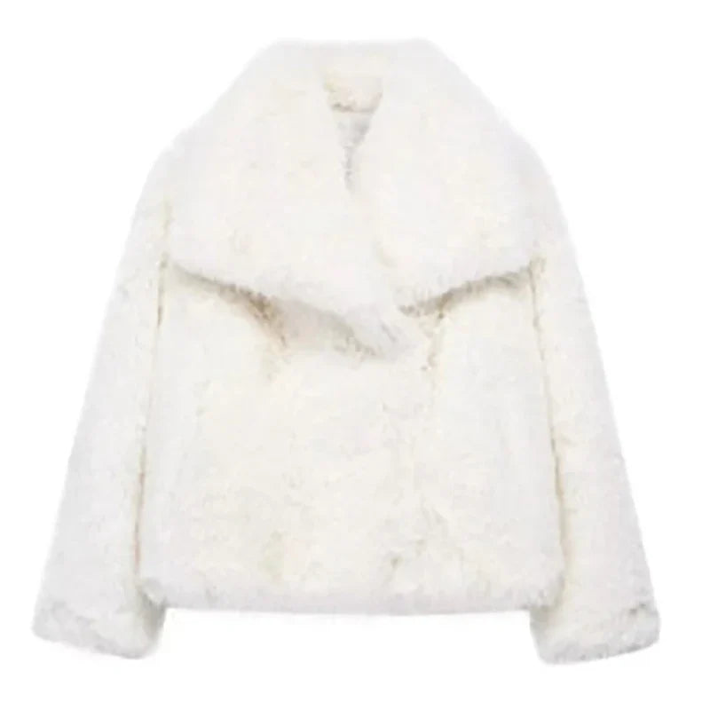 Dames Faux Fur Korte Jas – Stijlvolle Winterjas voor Casual en Semi-Formele Herfstkleding