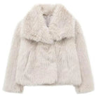 Dames Faux Fur Korte Jas – Stijlvolle Winterjas voor Casual en Semi-Formele Herfstkleding