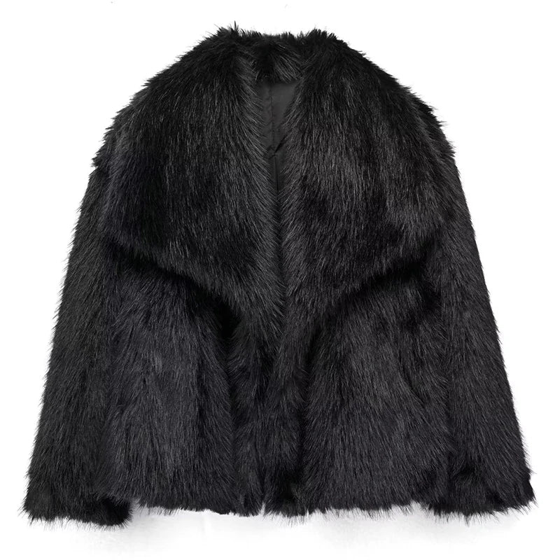 Dames Faux Fur Korte Jas – Stijlvolle Winterjas voor Casual en Semi-Formele Herfstkleding