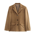 Dames Vintage Bruine Suède Leren Jas – Demi-Seizoen Herfst Winter Buitenkleding