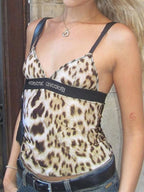 Y2k V-hals cami top met luipaardprint 1