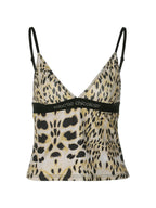 Y2k V-hals cami top met luipaardprint 5