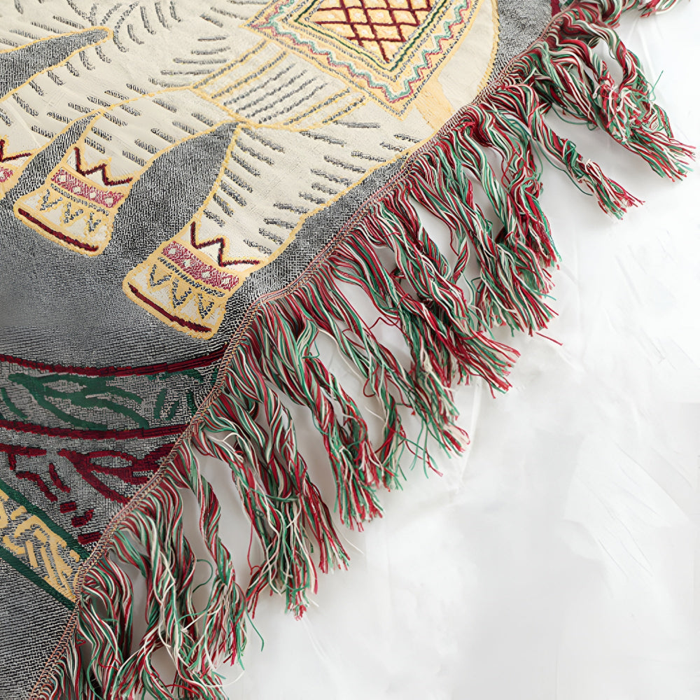 Bohemian Olifant Print Tassel Deken