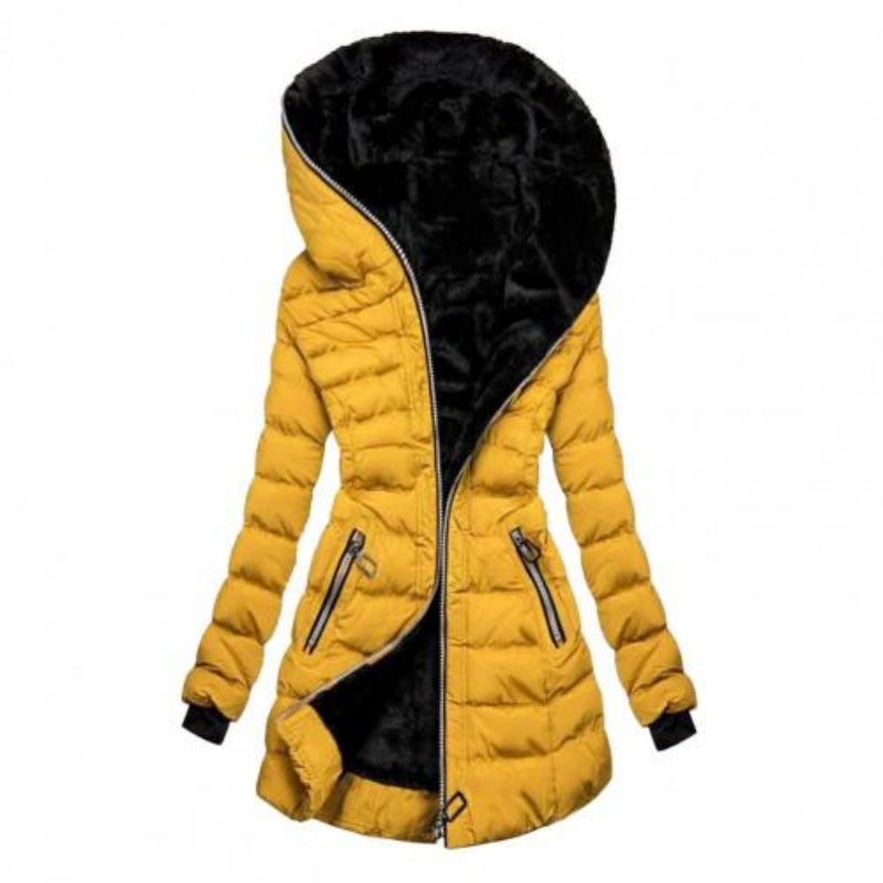Dames Rits Puffer Lange Mouwen Jas | Capuchon