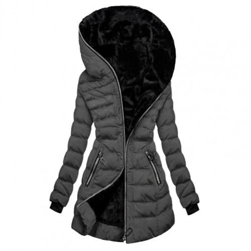 Dames Rits Puffer Lange Mouwen Jas | Capuchon