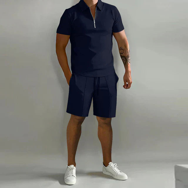 Luxe Tweedelige Zomerset voor Heren met Polo en Short in Stijlvol Design