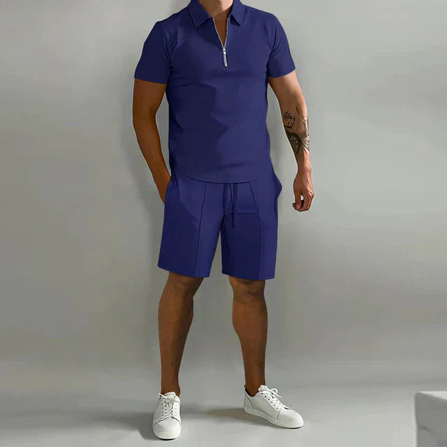 Luxe Tweedelige Zomerset voor Heren met Polo en Short in Stijlvol Design