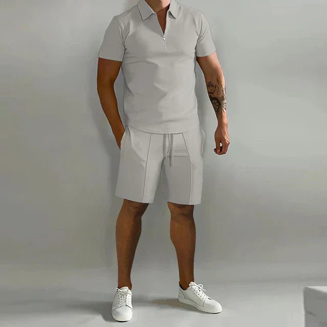 Luxe Tweedelige Zomerset voor Heren met Polo en Short in Stijlvol Design