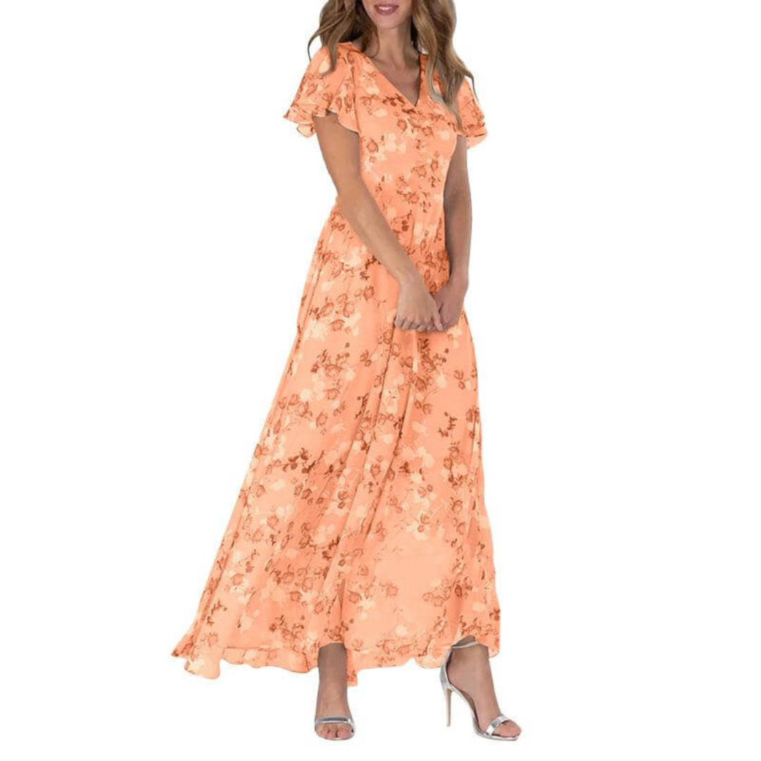 Zomerse formele bloemenjurk voor bruiloftsgasten voor dames | Maxi 0