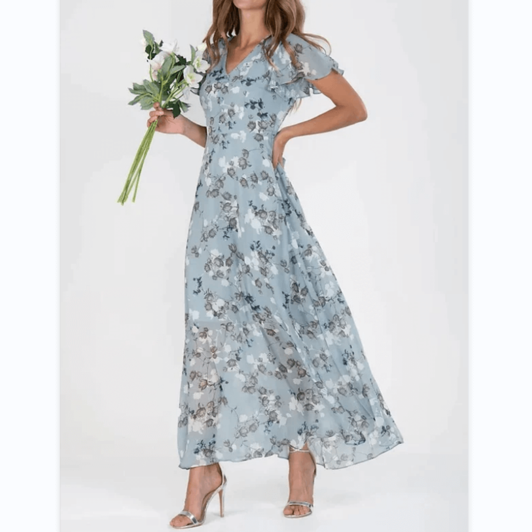 Zomerse formele bloemenjurk voor bruiloftsgasten voor dames | Maxi 2