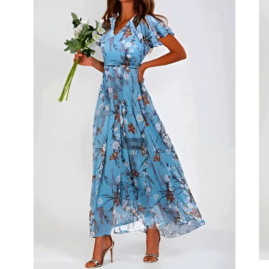 Zomerse formele bloemenjurk voor bruiloftsgasten voor dames | Maxi 8