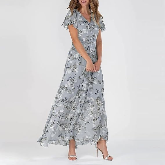 Zomerse formele bloemenjurk voor bruiloftsgasten voor dames | Maxi 9