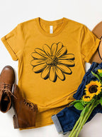 Zonnebloem Graphic T-shirt Heren - Korte Mouwen, Casual Zomerstijl 1