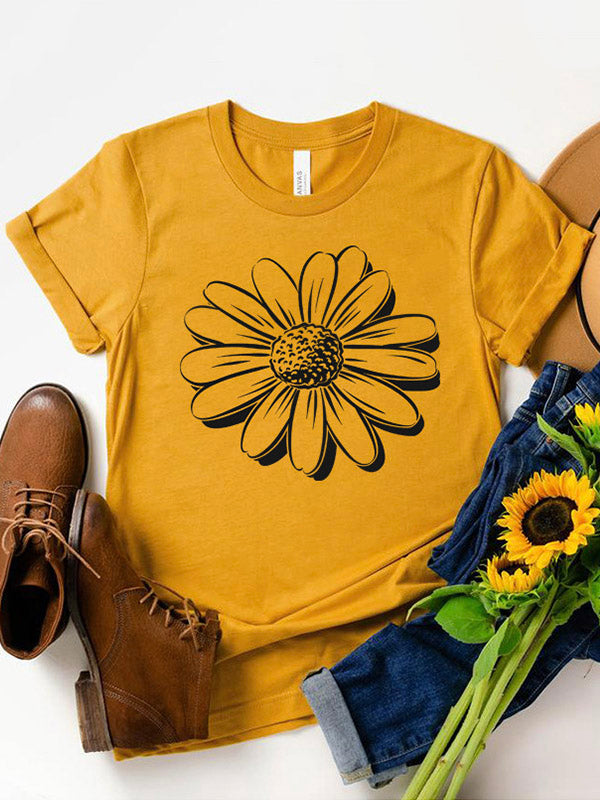Zonnebloem Graphic T-shirt Heren - Korte Mouwen, Casual Zomerstijl 1