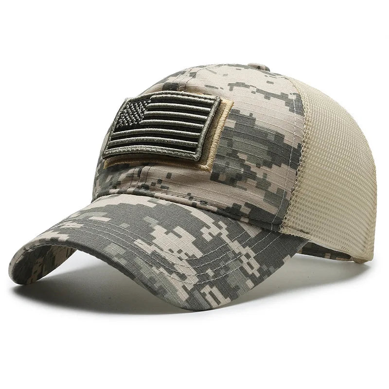 Zwarte Baseball Cap met Ademend Mesh Achterkant en Geborduurde Amerikaanse Vlag Patch voor Comfort en Stijl