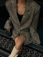 Zwarte Blazer Dames Pailletten Oversized 1