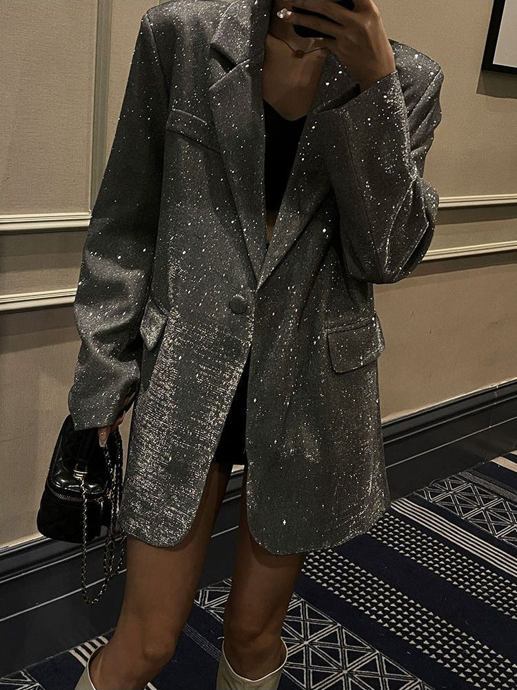 Zwarte Blazer Dames Pailletten Oversized 3