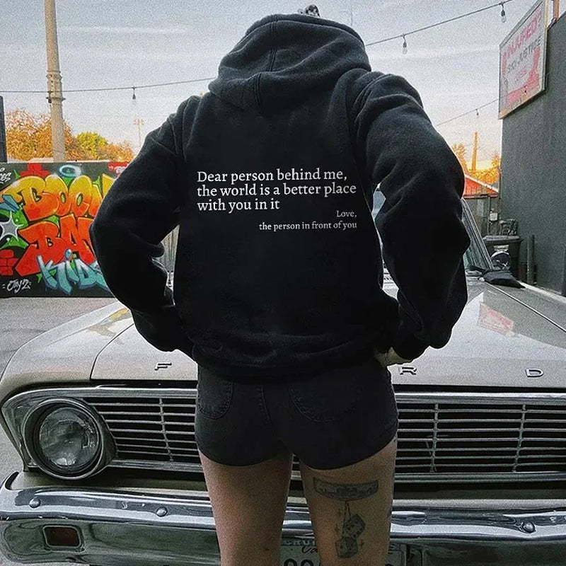 Zwarte Hoodie Dames Katoen met Statement Tekst 3