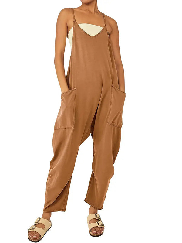 Zwarte Jumpsuit Dames Katoen Polyester met Grote Pockets 9