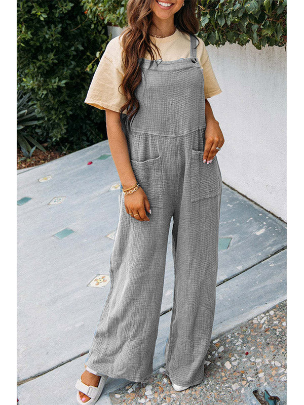 Zwarte Jumpsuit Dames Met Brede Pijpen Katoen 0