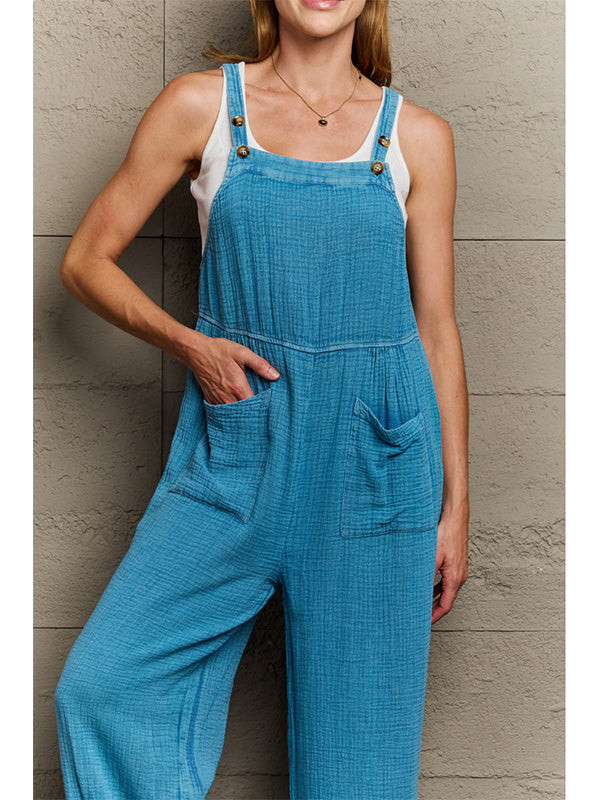 Zwarte Jumpsuit Dames Met Brede Pijpen Katoen 2