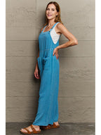 Zwarte Jumpsuit Dames Met Brede Pijpen Katoen 3