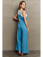 Zwarte Jumpsuit Dames Met Brede Pijpen Katoen 4