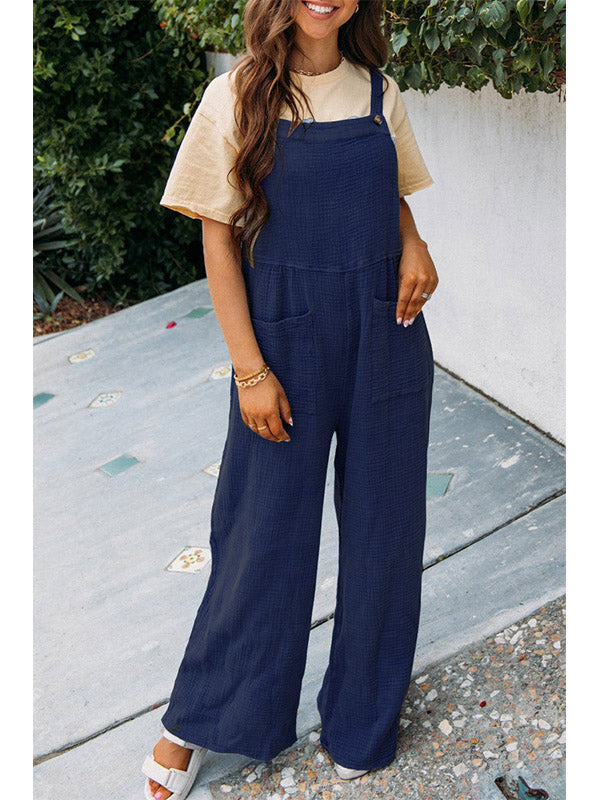 Zwarte Jumpsuit Dames Met Brede Pijpen Katoen 8