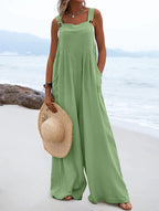 Zwarte Jumpsuit Dames Polyester Met Brede Pijpen 12