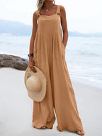 Zwarte Jumpsuit Dames Polyester Met Brede Pijpen 13